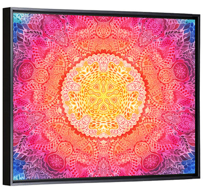 Watercolor Lace Mandala in Pink and Gold Wall Art