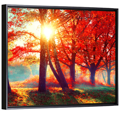Autumn Park Sunrise Wall Art
