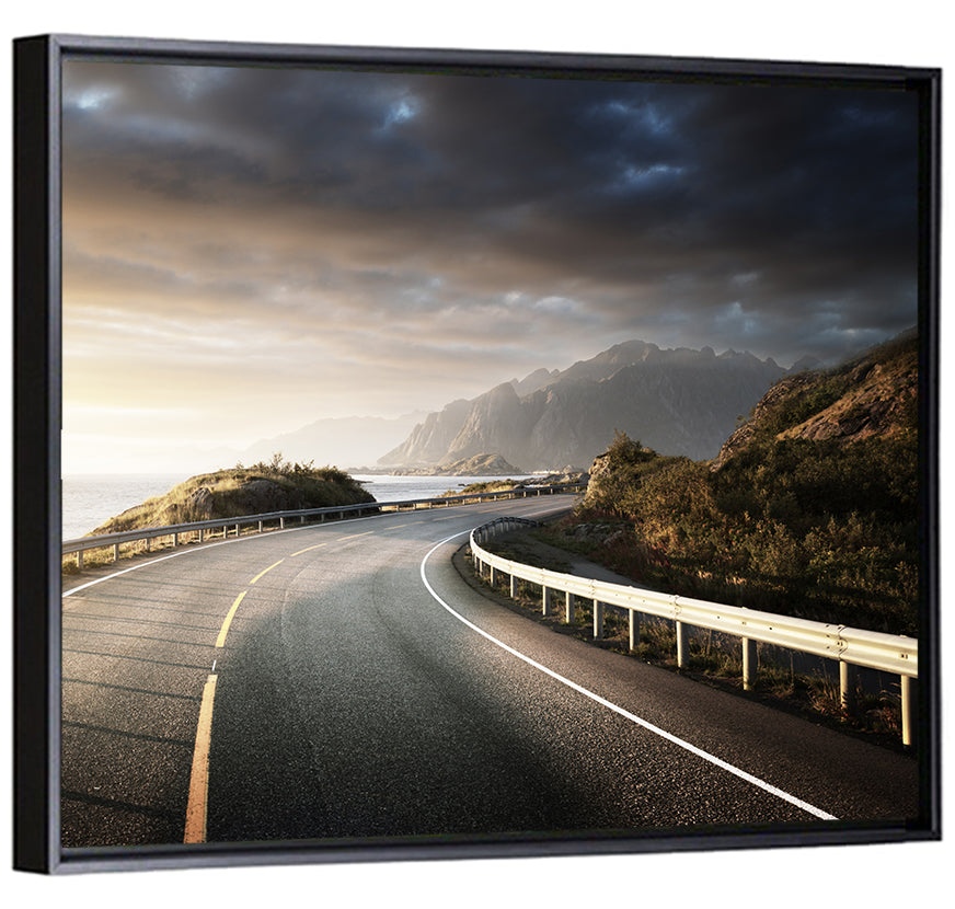 Golden Sunrise Coastal Road Wall Art