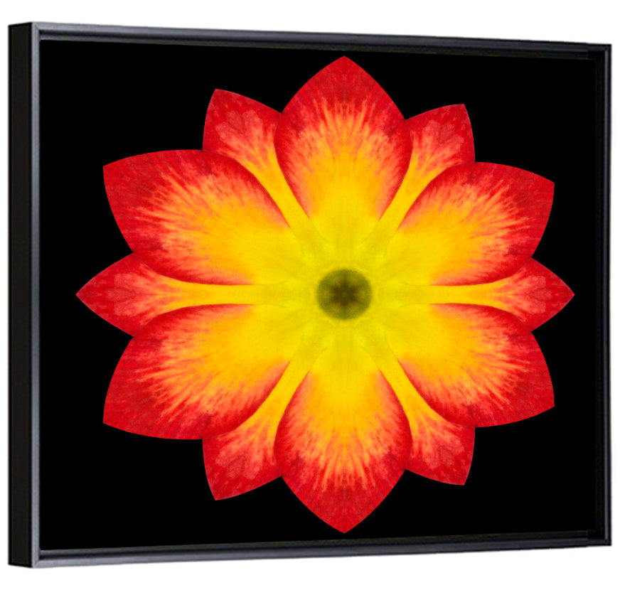 Red Yellow Mandala Flower Pattern Wall Art