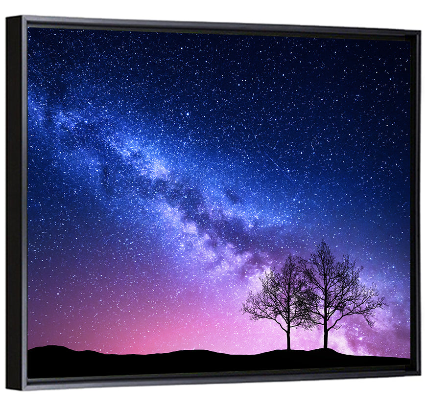 Milky Way Nebula Sky with Silhouetted Trees Wall Art