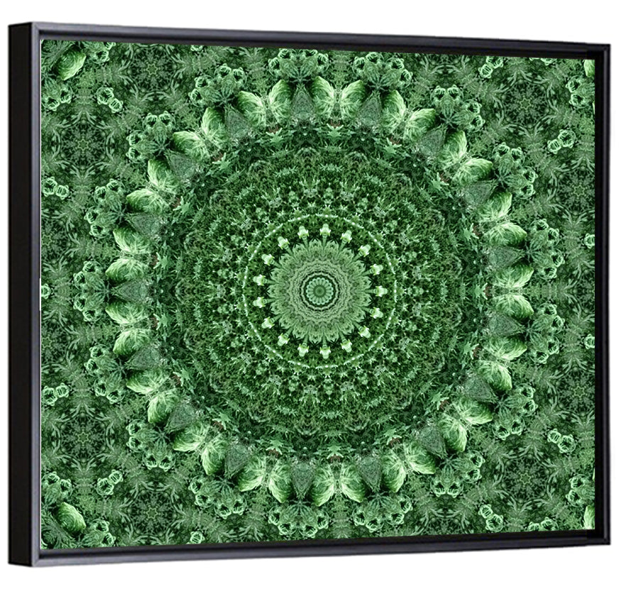 Green Botanical Kaleidoscope Mandala Wall Art
