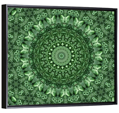 Green Botanical Kaleidoscope Mandala Wall Art