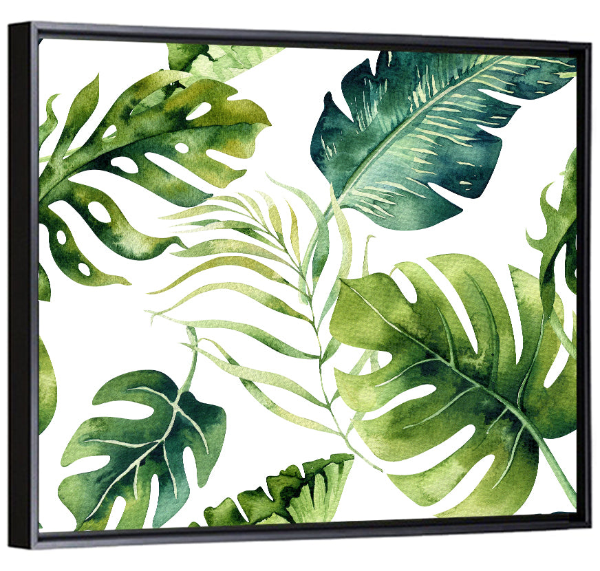 Green Watercolor Leaves Wall Art