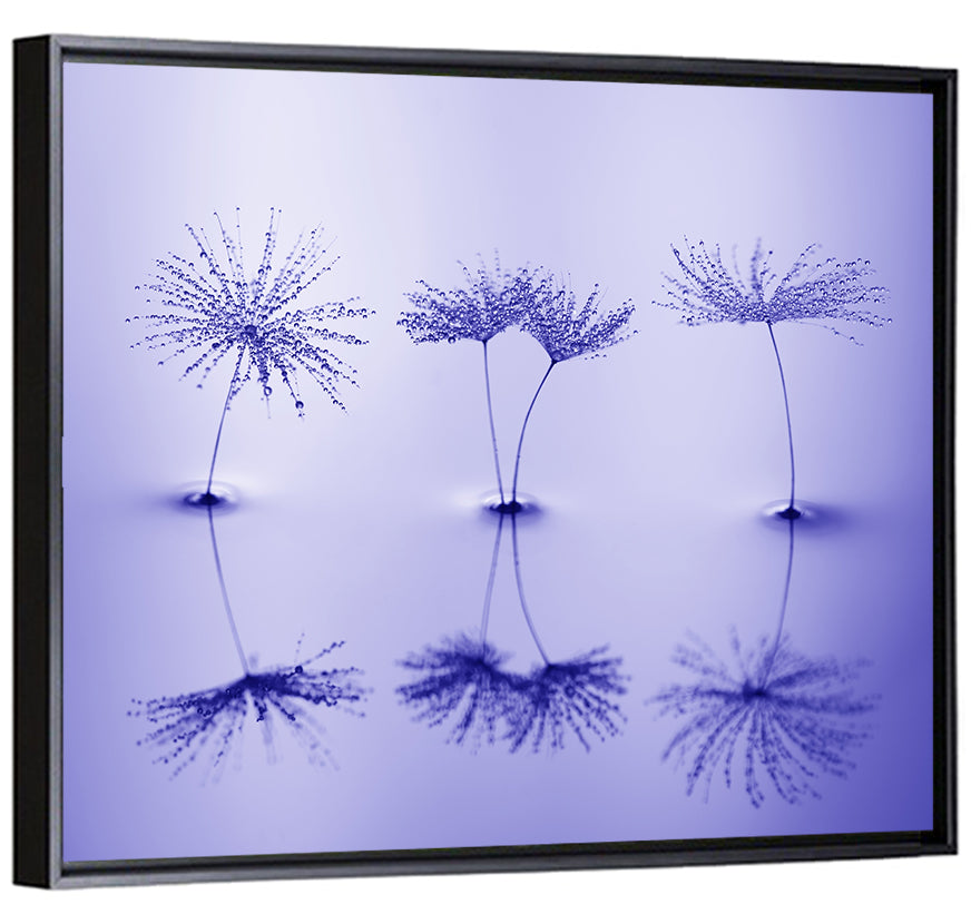 Blue Dandelion Seeds with Reflections Wall Art
