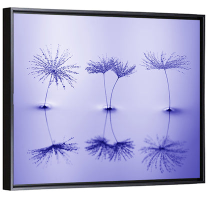 Blue Dandelion Seeds with Reflections Wall Art