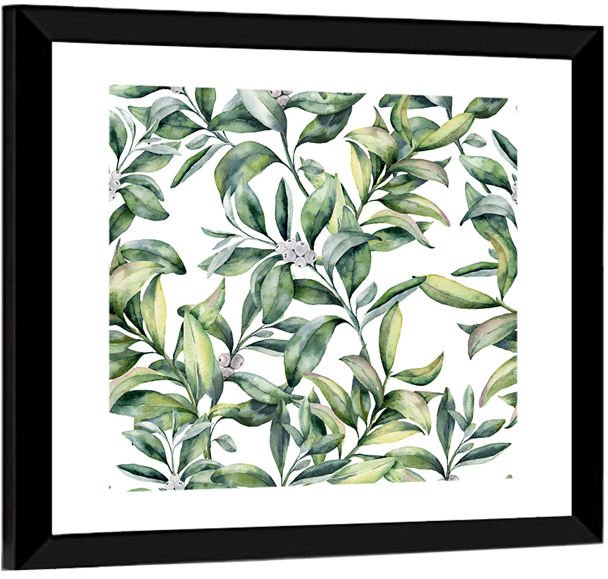 Snowberry Leaves Pattern Wall Art
