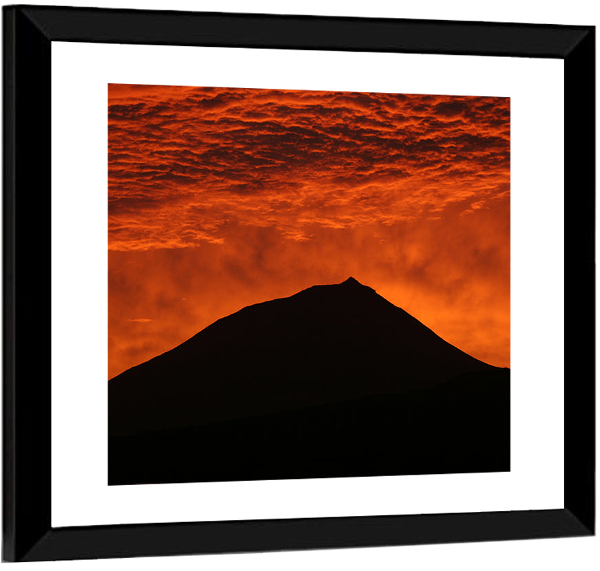 Pico Island Volcano Silhouette at Sunset Wall Art