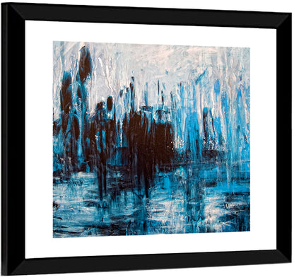 Rainy Abstract Skyline Reflection Wall Art
