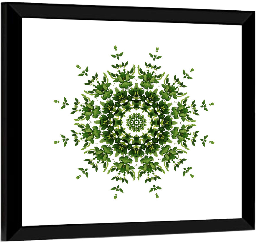 Botanical Green Leaf Mandala Wall Art