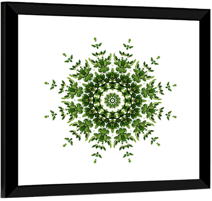 Botanical Green Leaf Mandala Wall Art