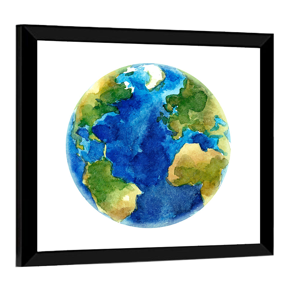 Watercolor Earth Globe Wall Art
