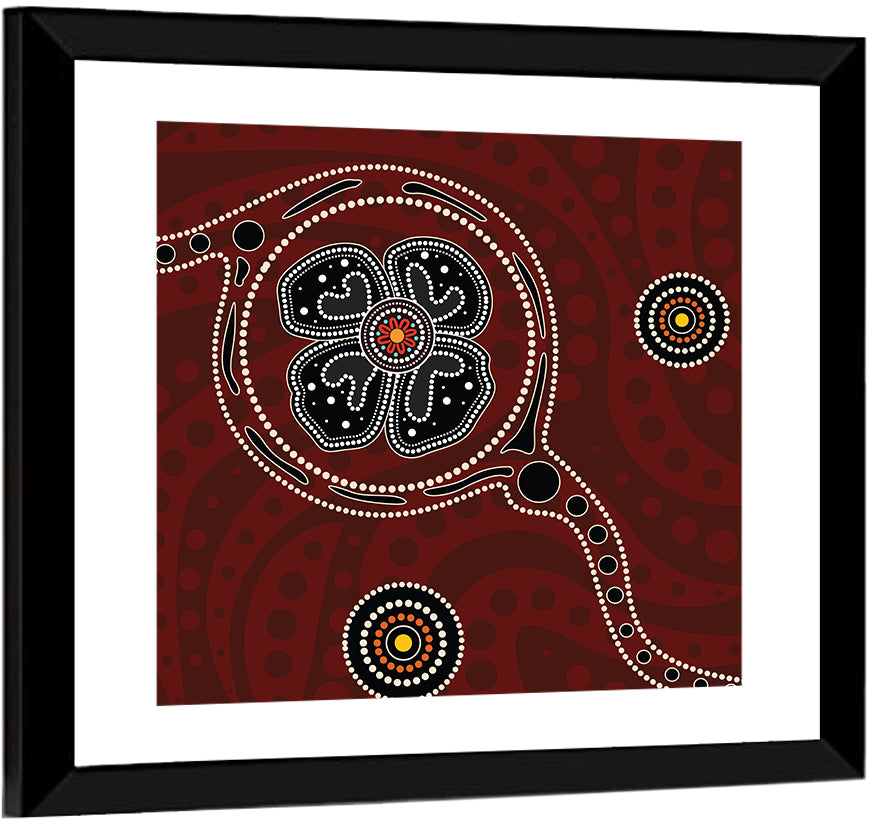 Aboriginal Poppy Dot Motif Wall Art