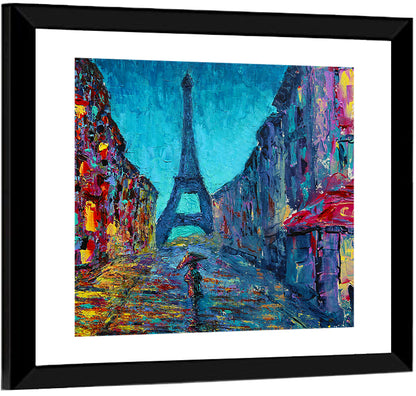 Rainy Paris Street with Eiffel Tower Wall Art