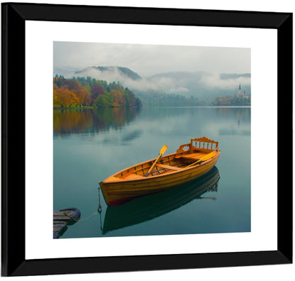 Tethered Boat on Lake Bled Wall Art