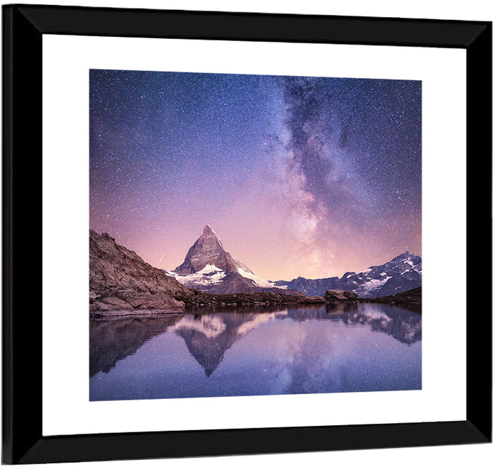 Matterhorn Starry Reflection Wall Art as a framed print