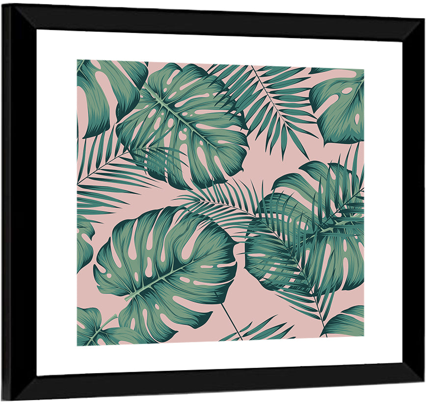Areca Palm and Monstera Leaves Wall Art