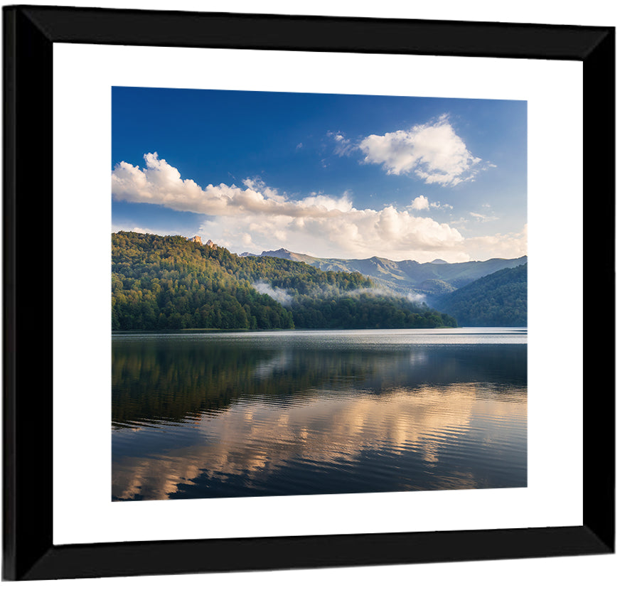 Golden Mist Mountain Lake Wall Art
