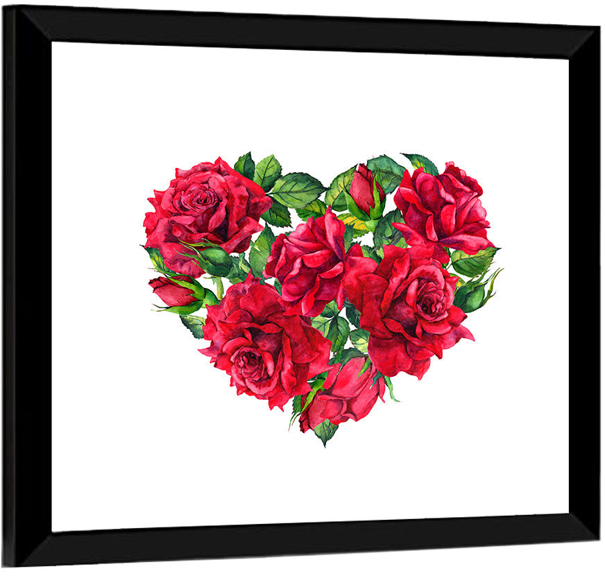 Watercolor Rose Heart Wall Art