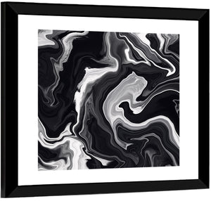 Flowing Black Marble Abstract Wall Art