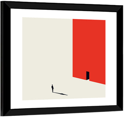 Solitary Figure with Red Door Wall Art