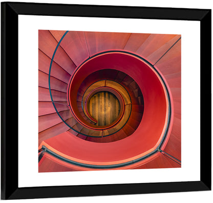 Red Spiral Staircase Wall Art