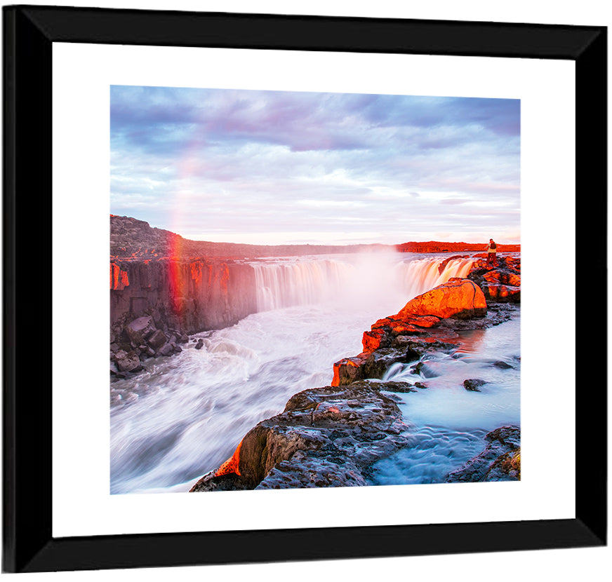 Golden Hour Selfoss Falls Rainbow Wall Art