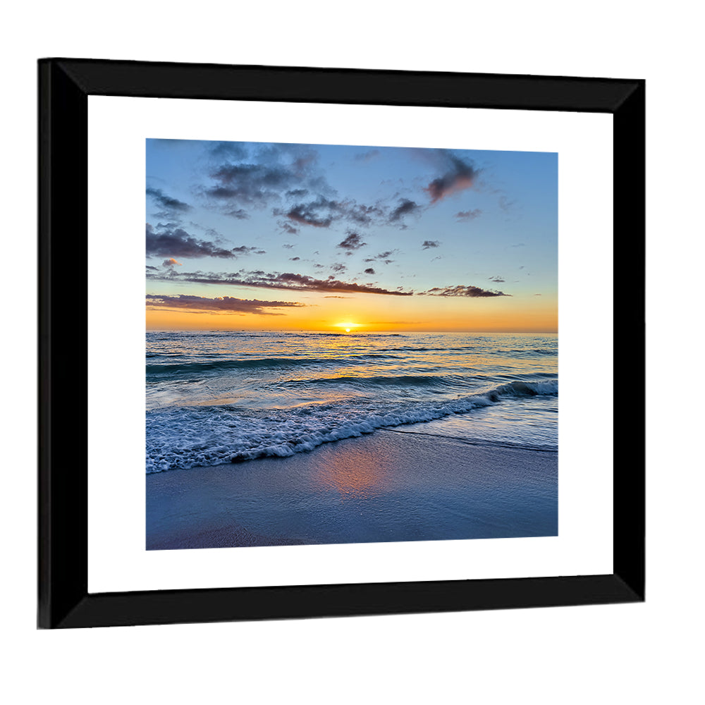 Foamy Waves at Golden Sunset Wall Art