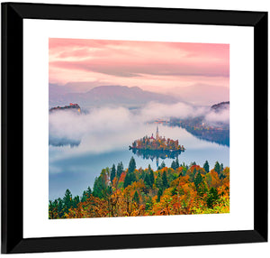 Foggy Bled Lake Wall Art