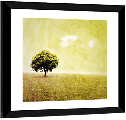 Grunge Tree in Meadow Wall Art