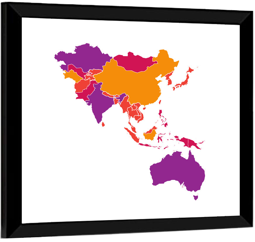 Stylized Asia Pacific Map Wall Art