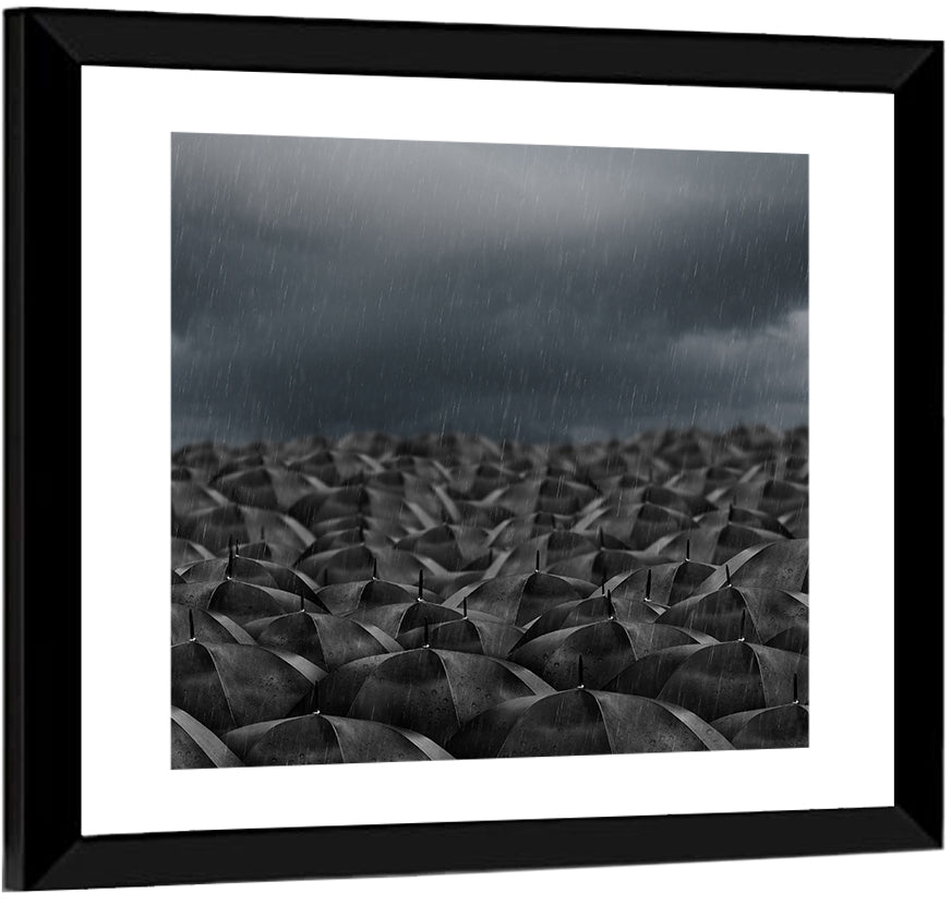 Rain Umbrellas Abstract Wall Art