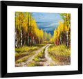 Autumn Birch Path with Two Birds Wall Art