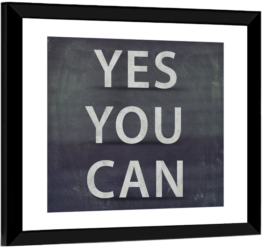Yes You Can Chalkboard Typography Wall Art