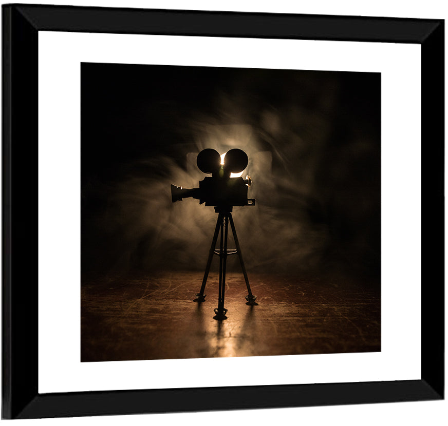 Backlit Vintage Movie Camera Wall Art