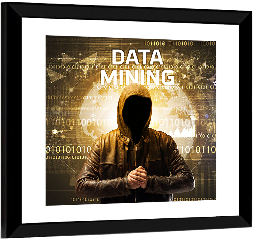 Hooded Hacker Data Mining Concept Wall Art