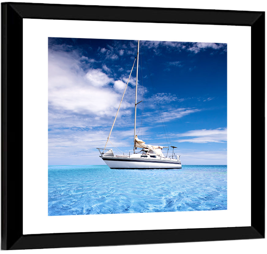 Furled Sails Over Turquoise Water Wall Art