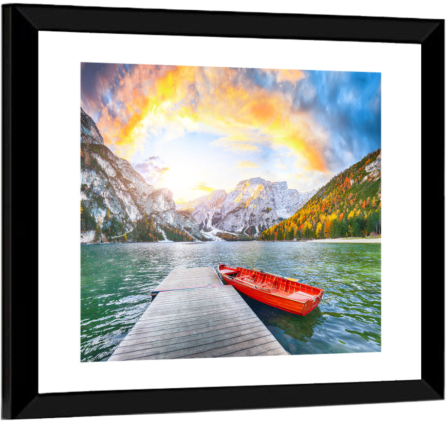 Pier at Lago Di Braies Wall Art