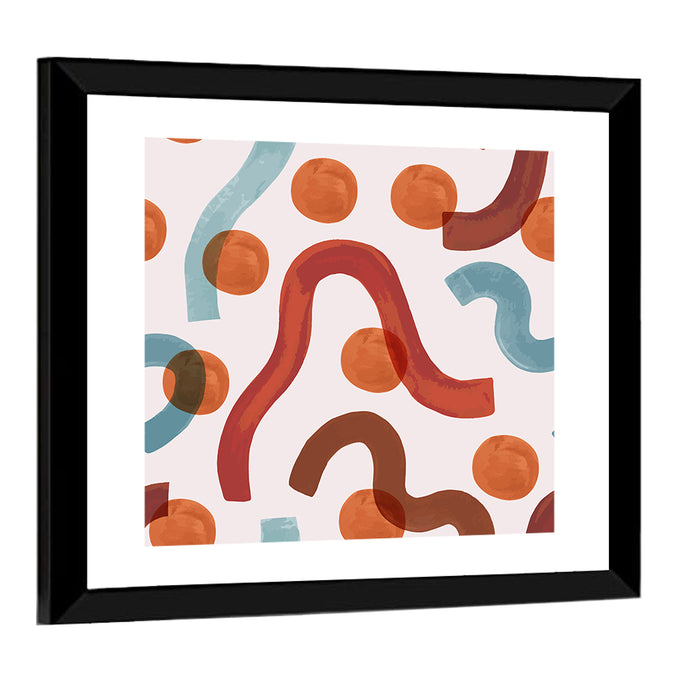 Playful Watercolor Worms Abstract Wall Art as a framed print