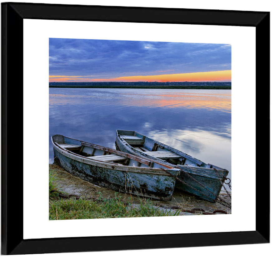 Chained Rowboats at Dusk Wall Art