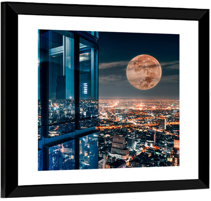 Bangkok Moonlit Skyline Wall Art