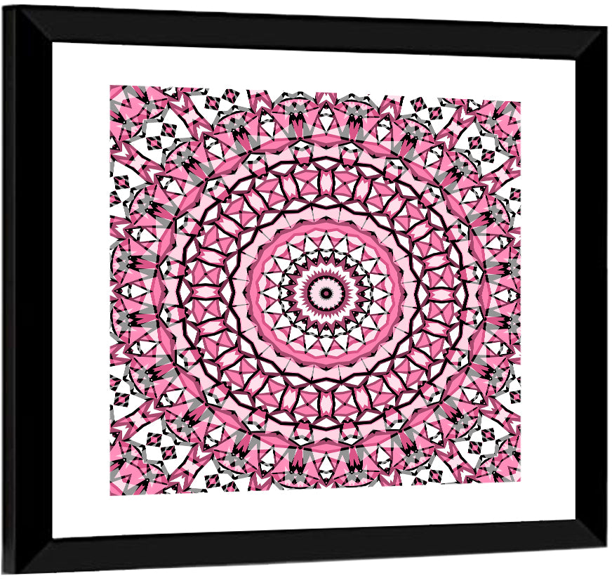 Pink Mosaic Kaleidoscope Mandala Wall Art