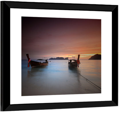 Phi Phi Longtail Boats at Golden Hour Wall Art