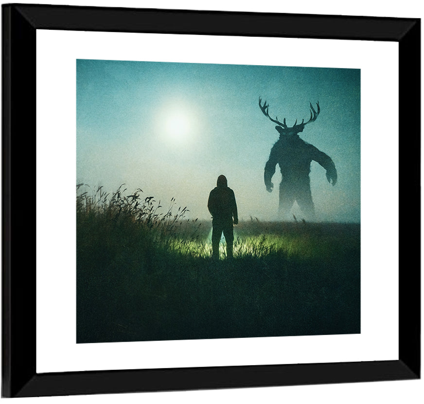 Antlered Shadow in Mist Wall Art