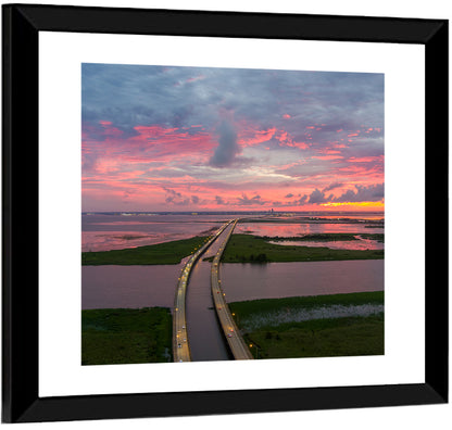 Mobile Bay Causeway at Dusk Wall Art