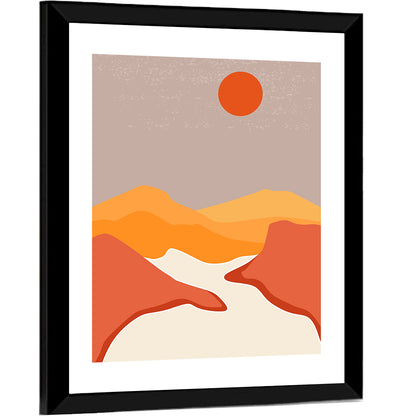 Desert Sunset Mountain Landscape Wall Art