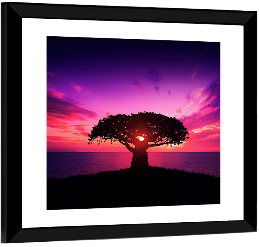 Baobab Sunset Silhouette Wall Art