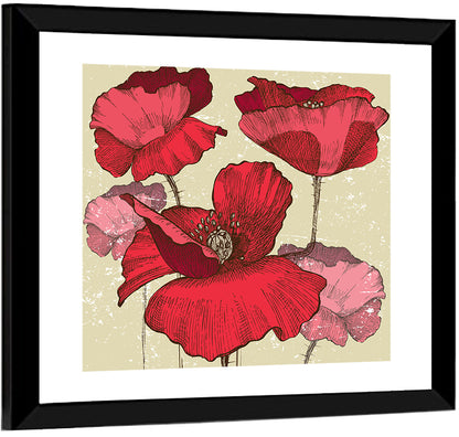 Vintage Poppy Illustration Wall Art