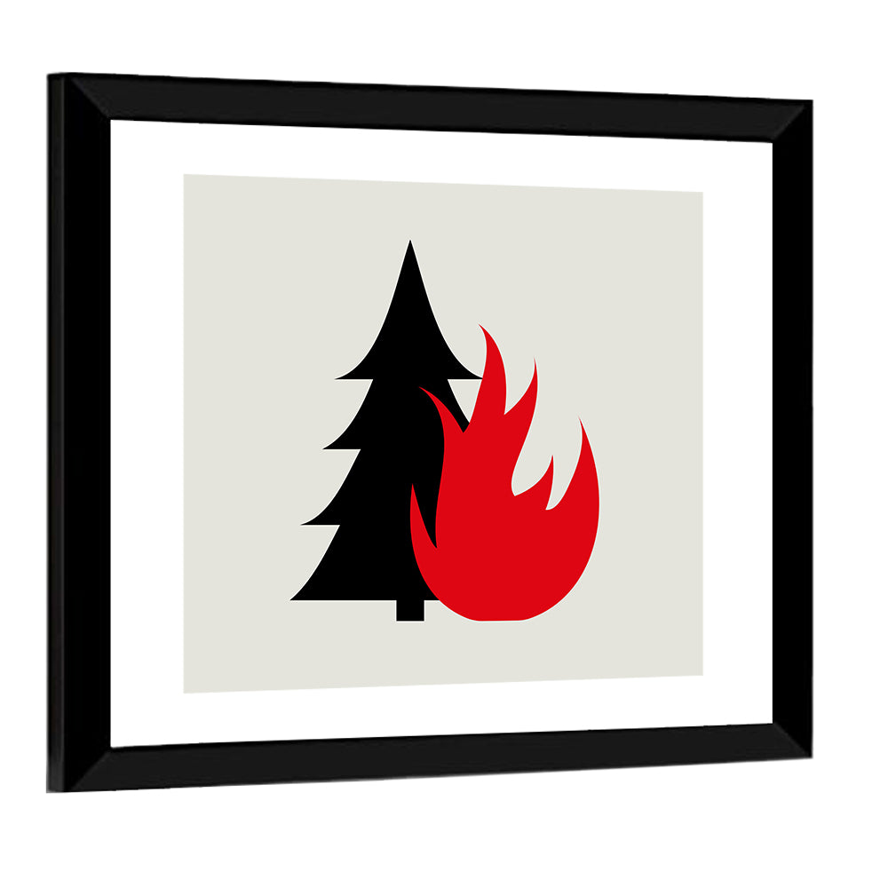 Forest Fire Minimalist Illustration Wall Art