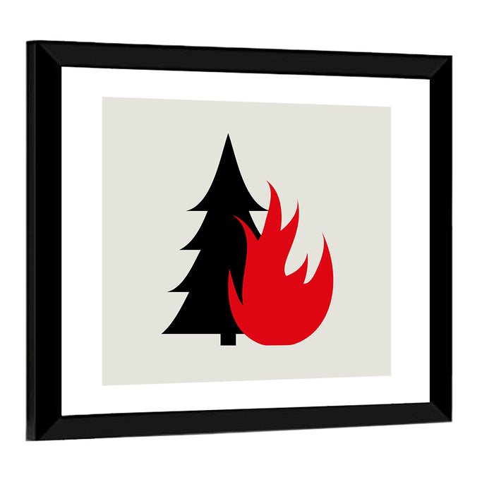 Forest Fire Minimalist Illustration Wall Art as a framed print